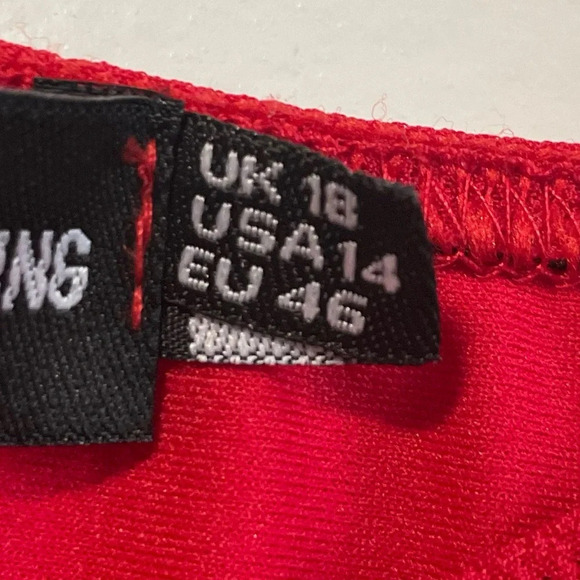 Pretty Little Thing Red One Shoulder Long Sleeve Jumpsuit - Size  14 - Picture 14 of 14